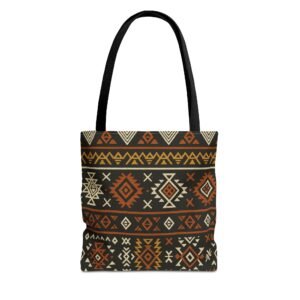 Southwestern Aztec Pattern Tote Bag | Tribal Geometric All-Over Print, Boho Chic Shoulder Bag, Ethnic Market Tote, Colorful Handbag,