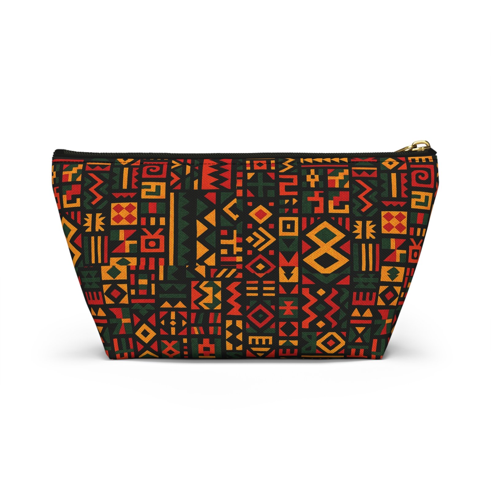 African Tribal Pattern Accessory Pouch | T-Bottom Zip Cosmetic Bag - Image 10