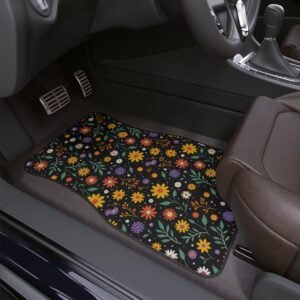 Floral Car Floor Mat, Colorful Auto Accessory for Floral Lovers, Flower Design, Stylish Car Decor, Perfect for Gifting