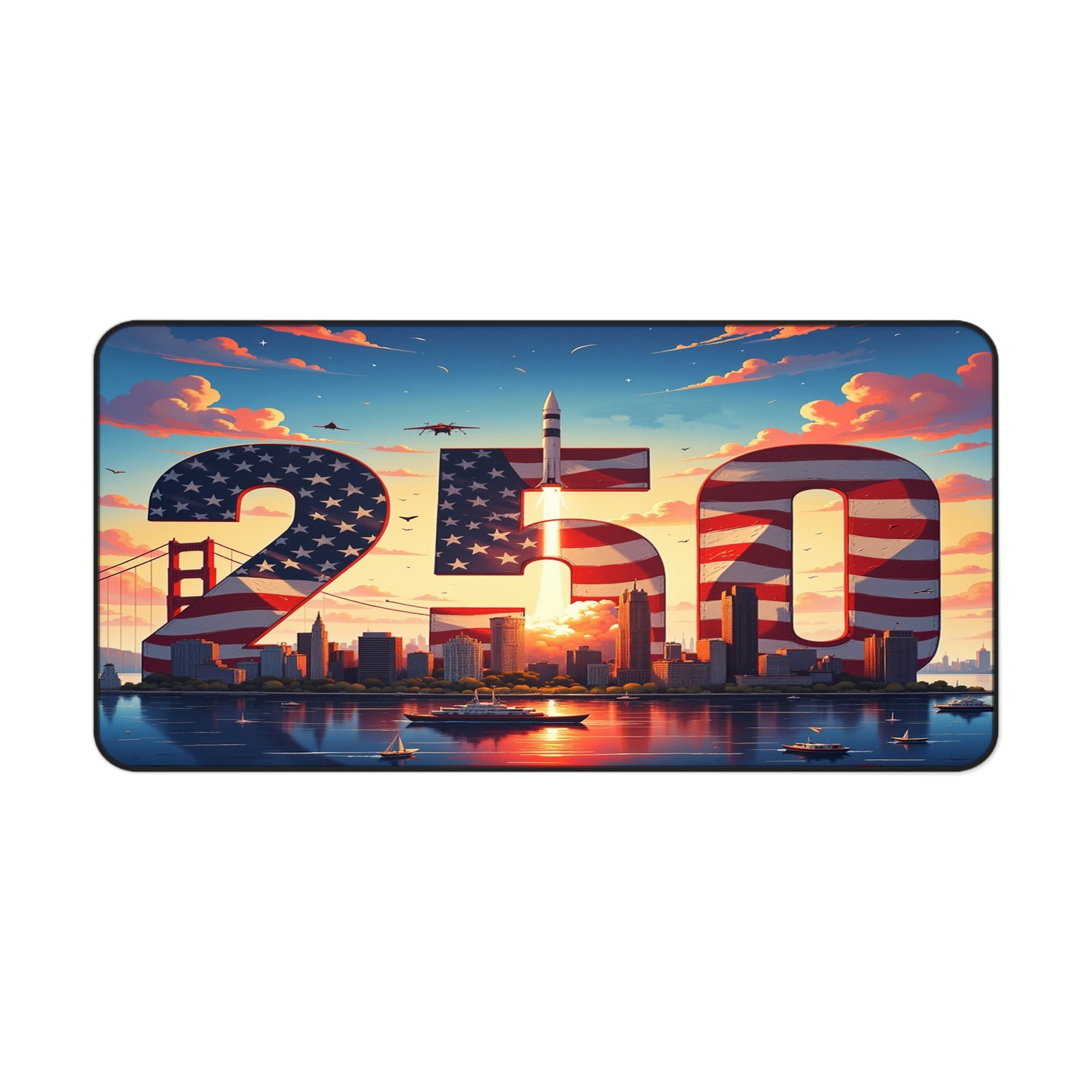 America 250 Skyline Desk Mat, USA Cityscape Mouse Pad, United States Office Decor, American Landmarks Desk Accessory, Patriotic Work From - Image 9