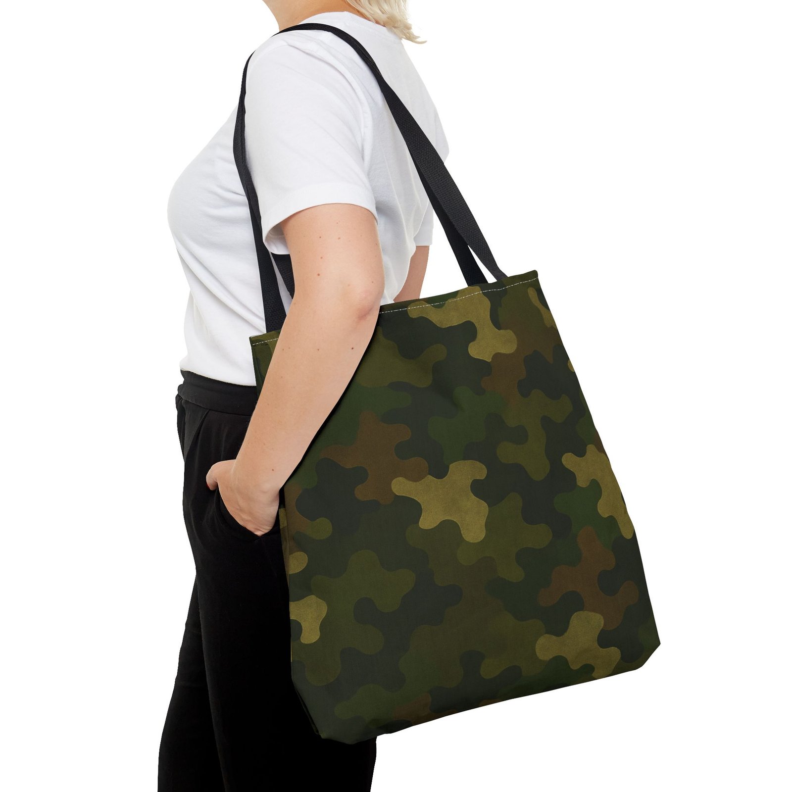 Green Camo Pattern Tote Bag | All-Over Print Canvas Tote - Image 12