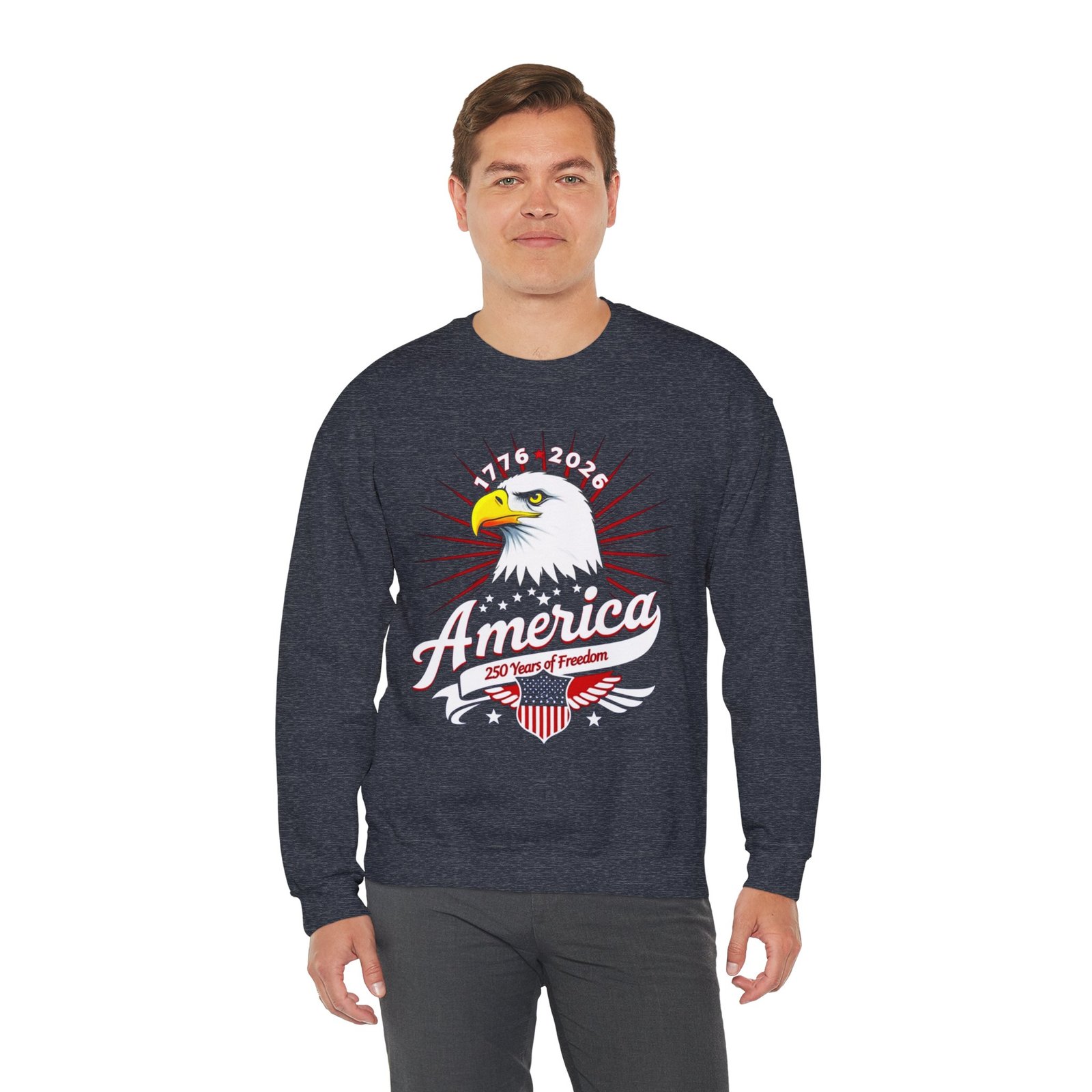 American Eagle Unisex Sweatshirt, 250 Years of Freedom Design, Patriotic Crewneck Jumper, USA Patriotic Apparel, Independence Day Gift, - Image 8