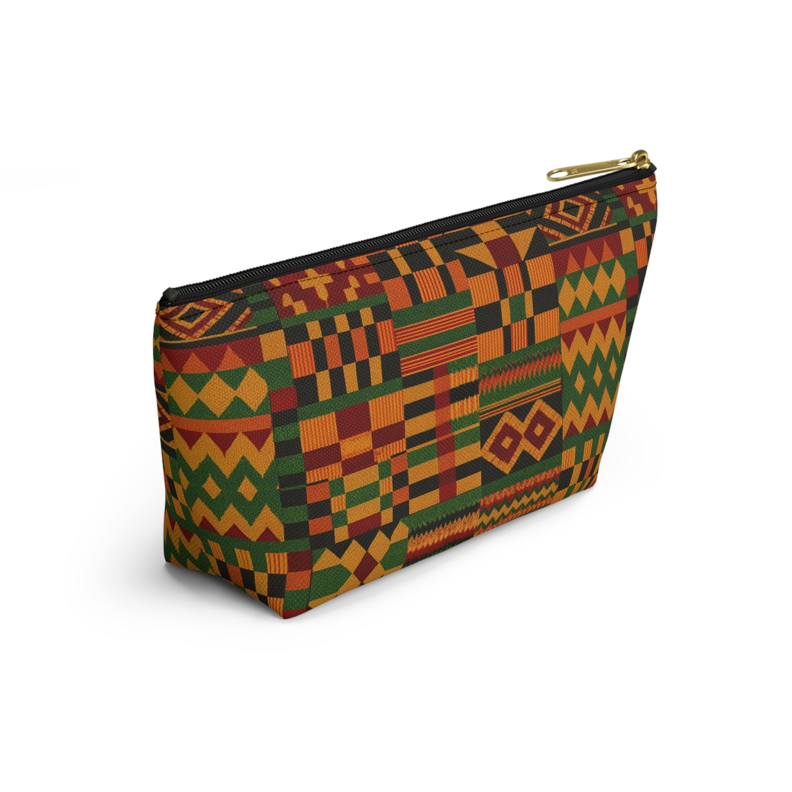 Kente Pattern Accessory Pouch | T-Bottom Makeup Bag, African Print - Image 12