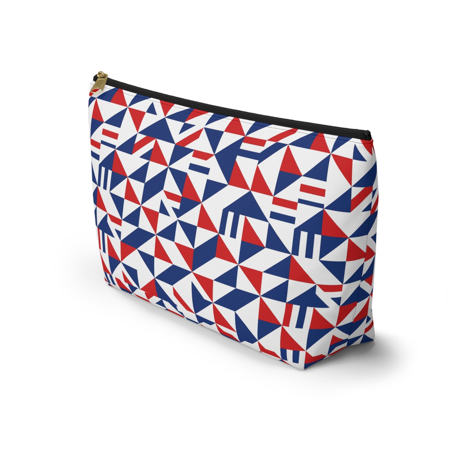 Red White Blue Geometric Pattern Accessory Pouch - Image 3