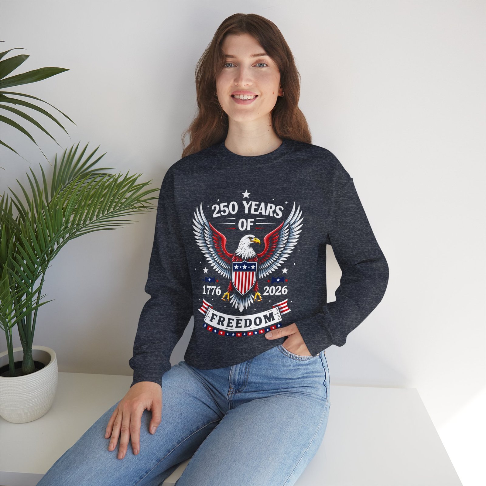 Patriotic Crewneck Sweatshirt, 250 Years of Freedom, America 250 Anniversary Pullover, 1776-2026 U.S. Semiquincentennial - Image 9