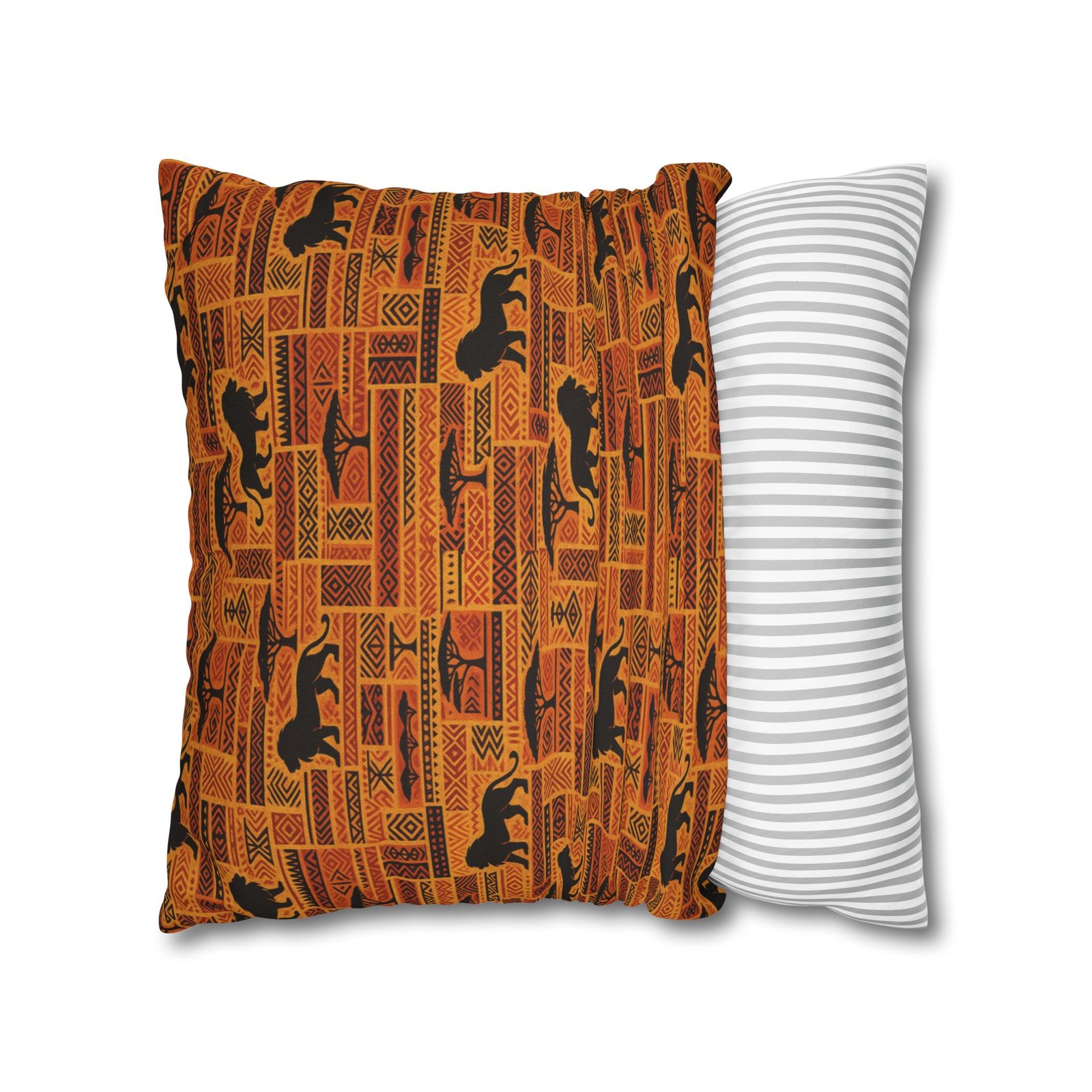 African Safari Pattern Pillowcase | Lion Silhouette Square Pillow - Image 16