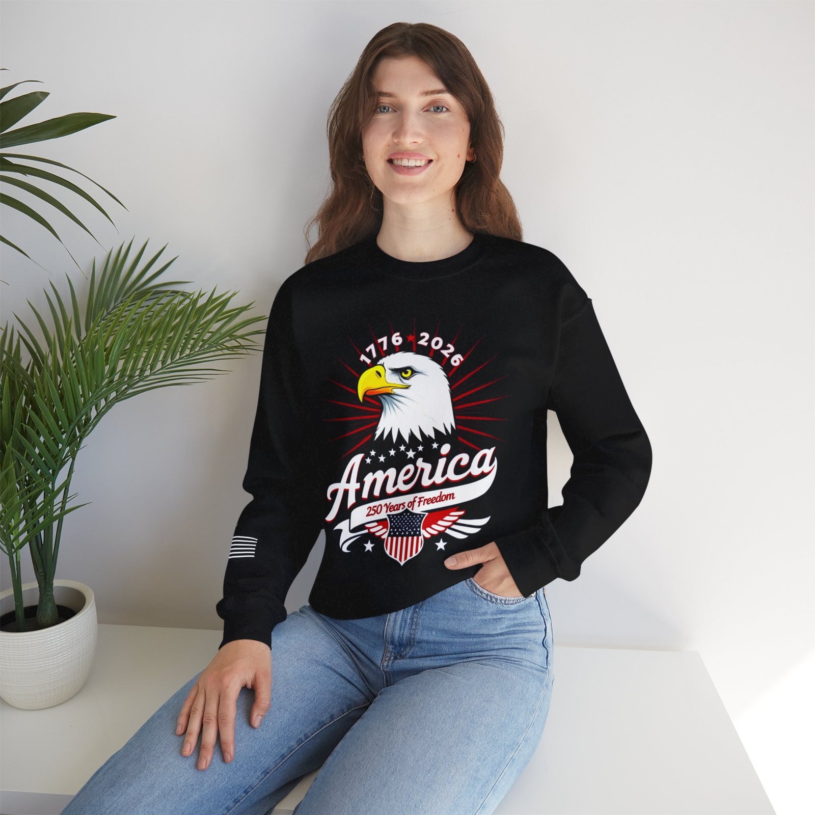 Custom American Eagle Unisex Sweatshirt, 250 Years of Freedom Design, USA Patriotic Apparel, Independence Day Gift, - Image 4