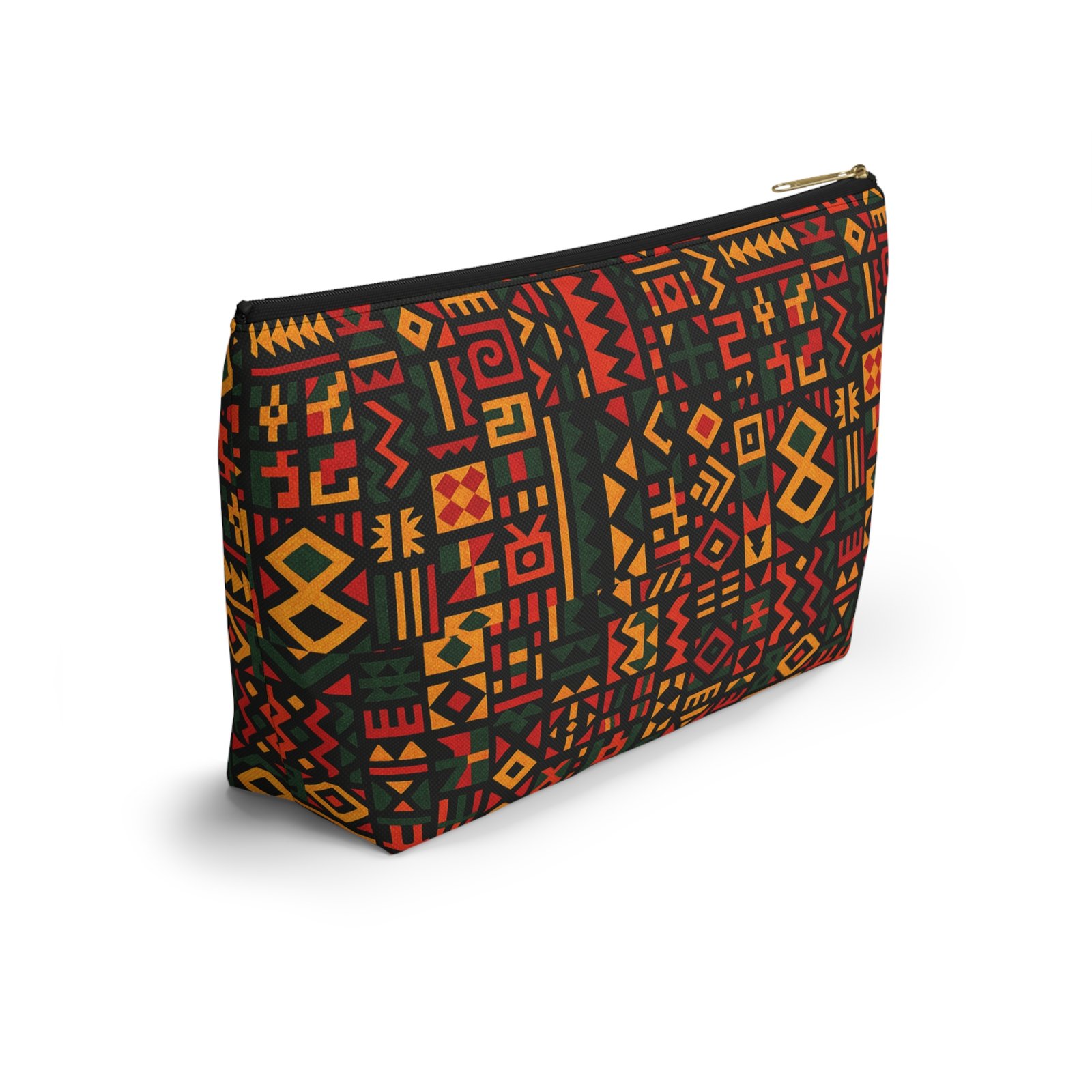 African Tribal Pattern Accessory Pouch | T-Bottom Zip Cosmetic Bag - Image 4