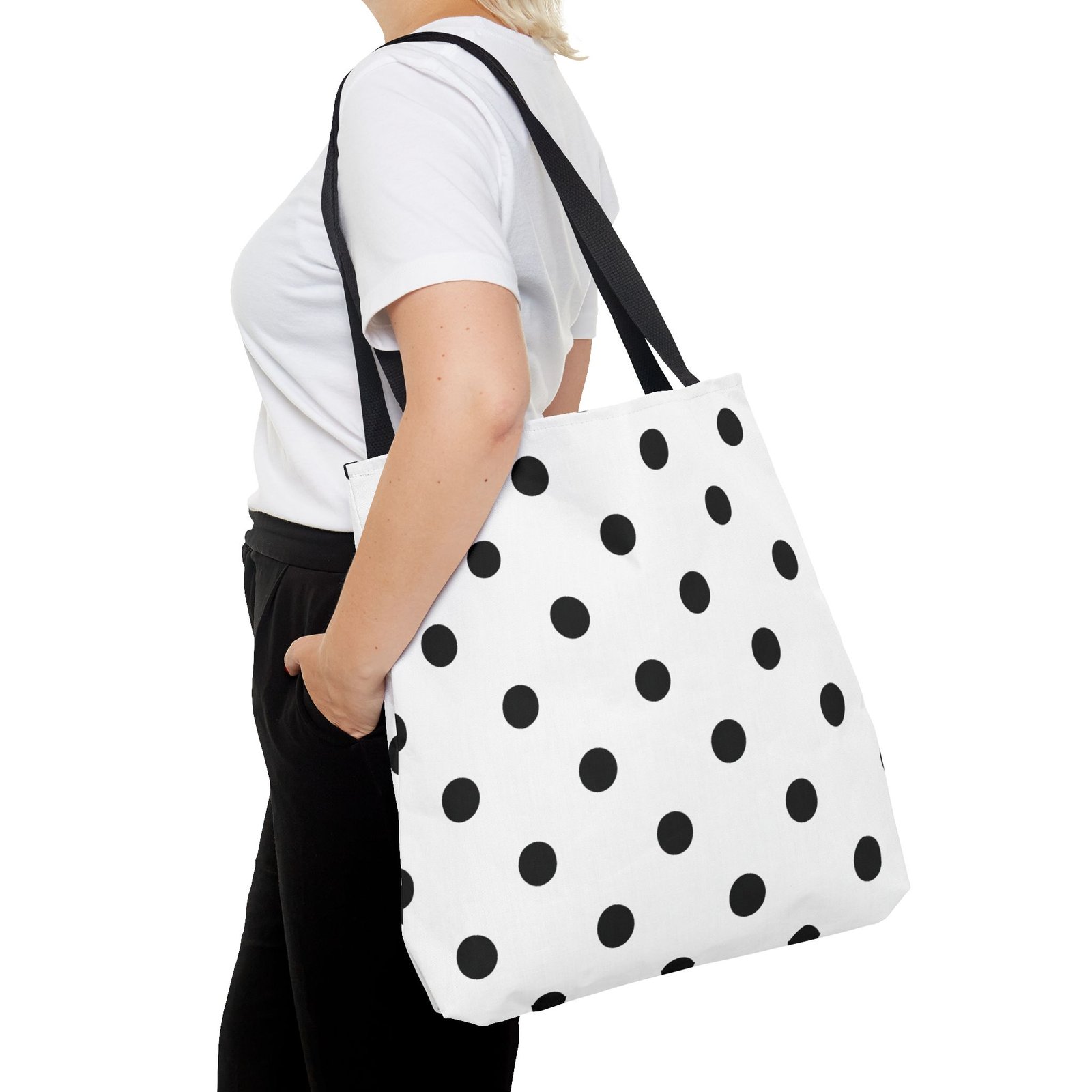 Black Polka Dot Tote Bag | All-Over Print - Image 12