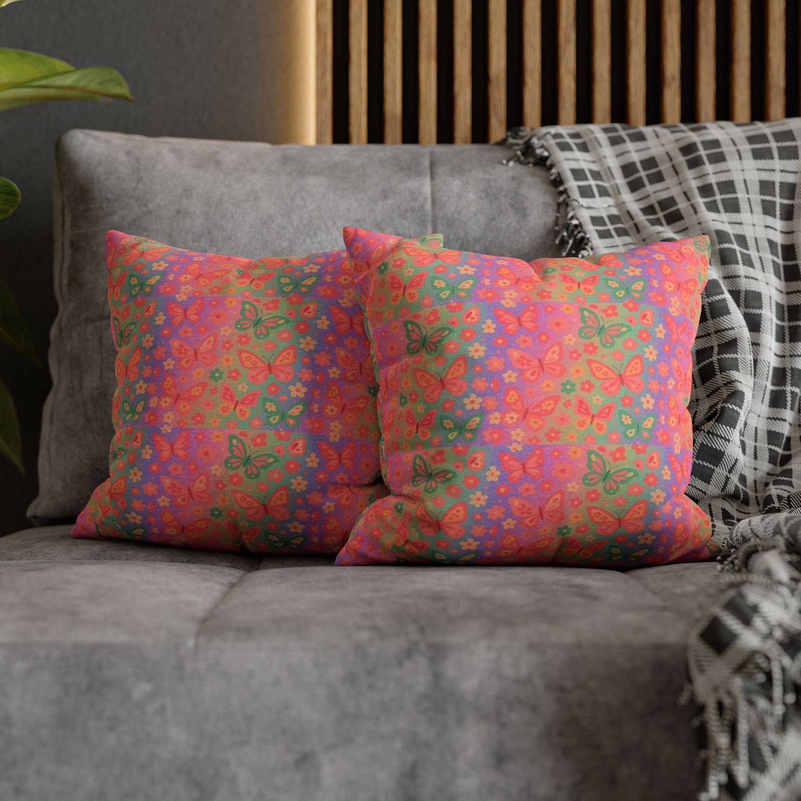 Watercolor Floral Pattern Spun Polyester Pillowcase | Square Decorative Pillow - Image 6