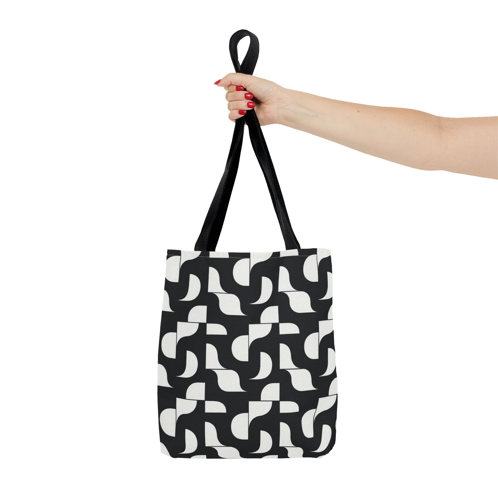 Monochrome Geometric Tote Bag, Black and White Patterned Shopping Bag, Stylish Shoulder Bag, Reusable Grocery Tote, Eco-Friendly Carryall, - Image 4