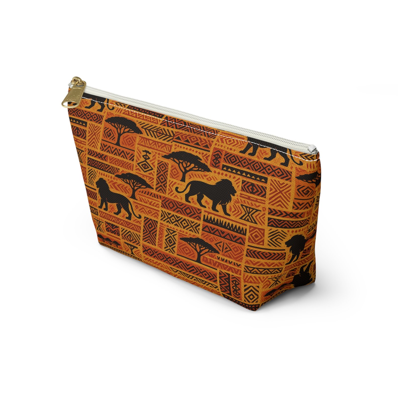 African Safari Lion Pattern Accessory Pouch | T-Bottom Cosmetic Bag - Image 15