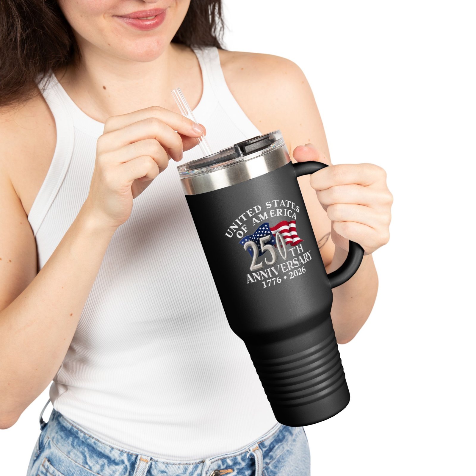 United States 250th Anniversary Flag 40oz Travel Mug - Image 6
