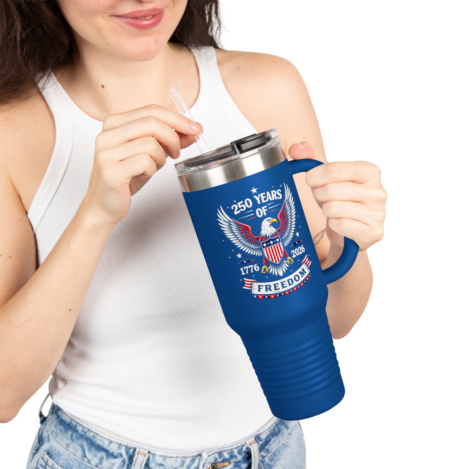 250 Years of Freedom Eagle 40oz Travel Mug | Patriotic 1776-2026 - Image 15