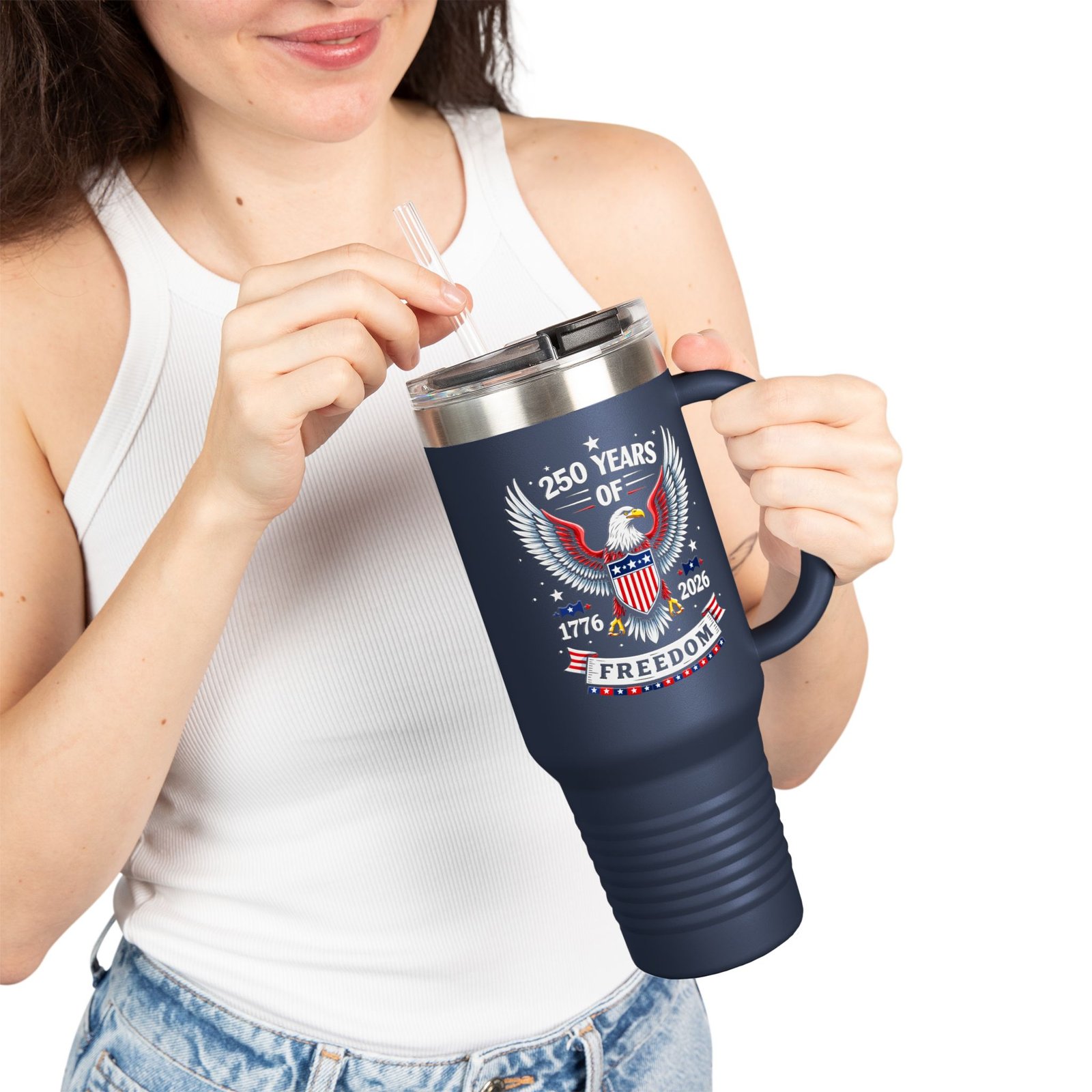 250 Years of Freedom Eagle 40oz Travel Mug | Patriotic 1776-2026 - Image 18