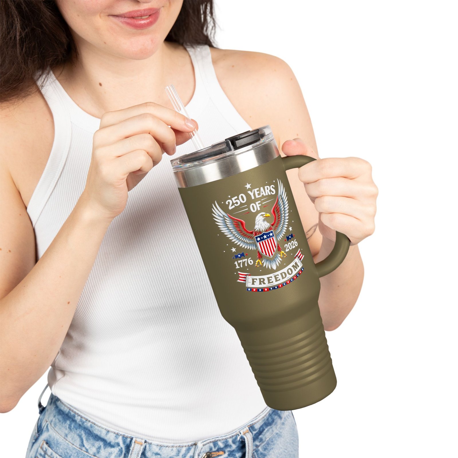250 Years of Freedom Eagle 40oz Travel Mug | Patriotic 1776-2026 - Image 9