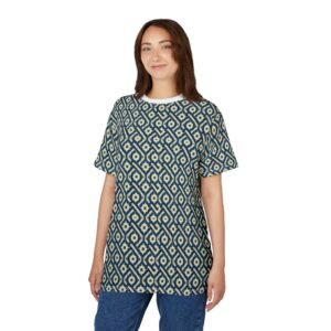 Patina Blue Diamond Ikat Pattern Tee | All-Over Print Shirt