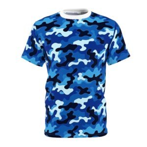 Patina Blue Camo Pattern Tee | All-Over Print Crewneck