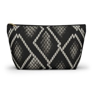 Black Snake Skin Pattern Accessory Pouch | T-Bottom Cosmetic Bag
