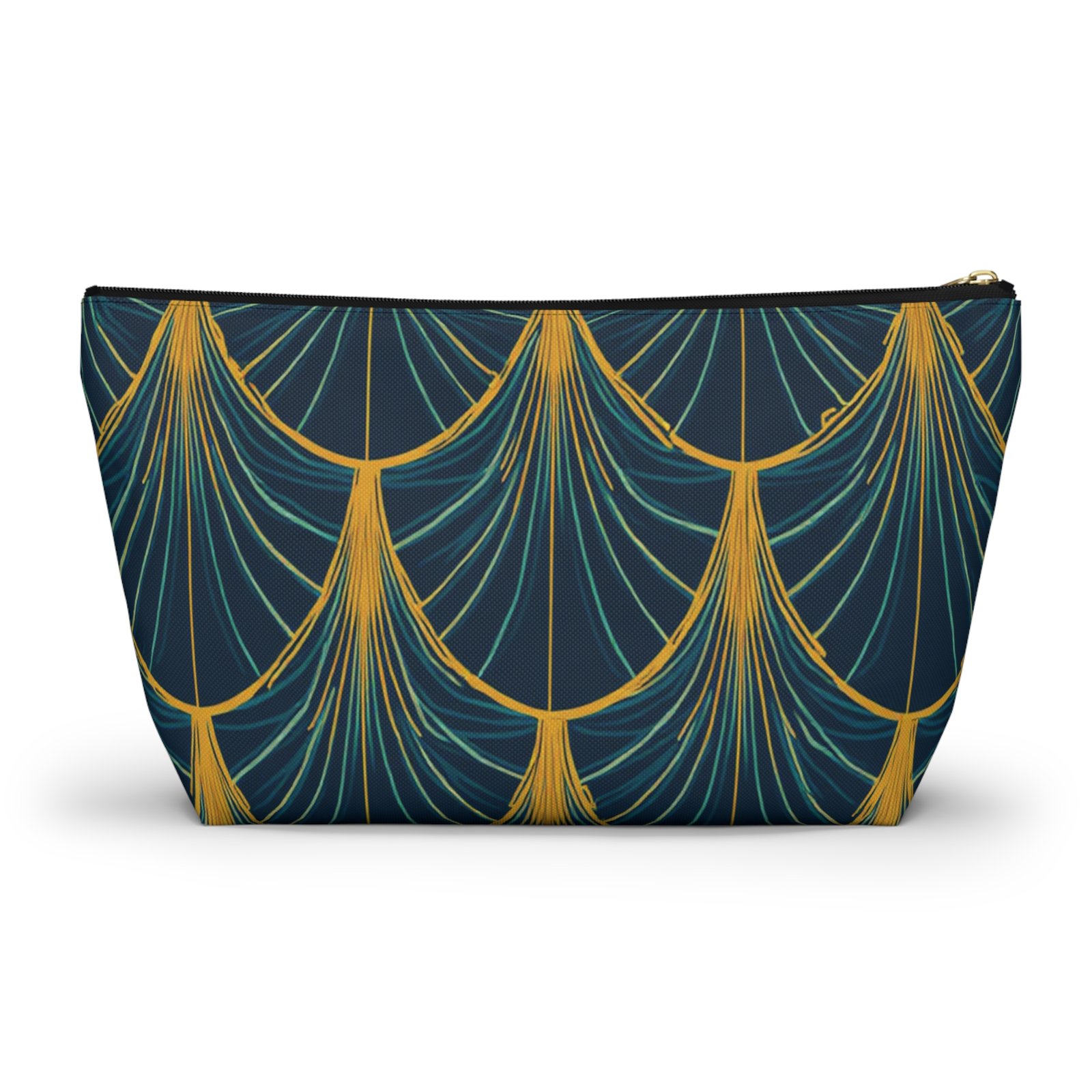 Patina Blue Art Deco Pattern Accessory Pouch - Image 2