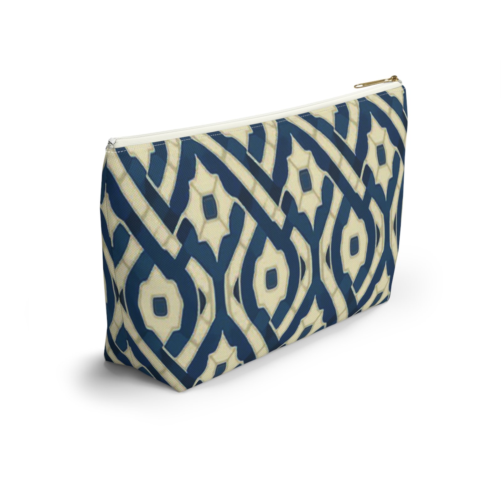 Patina Blue Geometric Accessory Pouch - Image 8