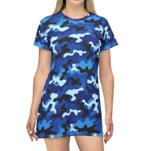 Patina Blue Camo T-Shirt Dress | All-Over Print