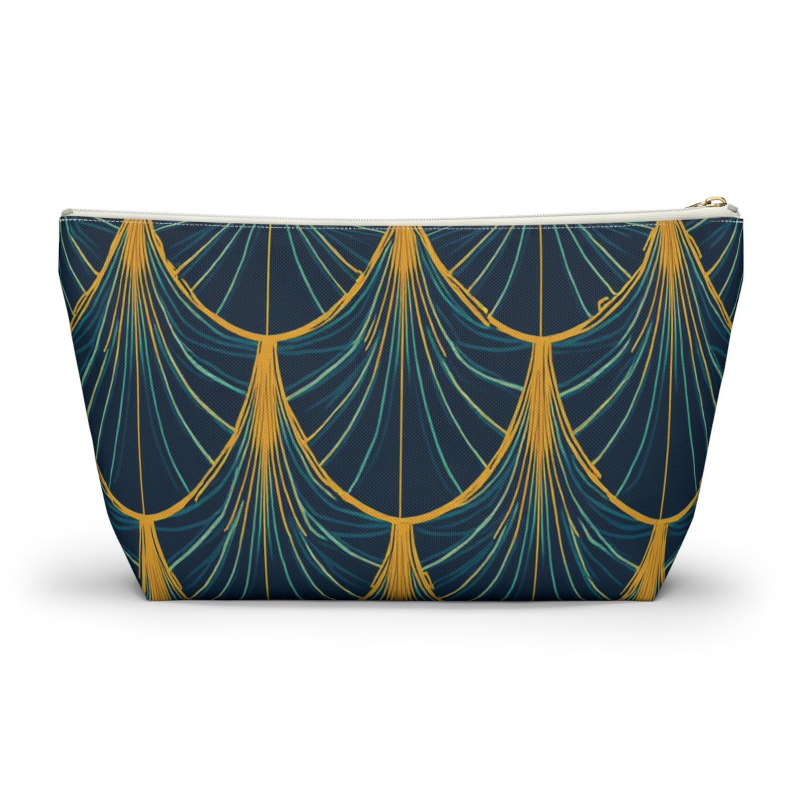 Patina Blue Art Deco Pattern Accessory Pouch - Image 6