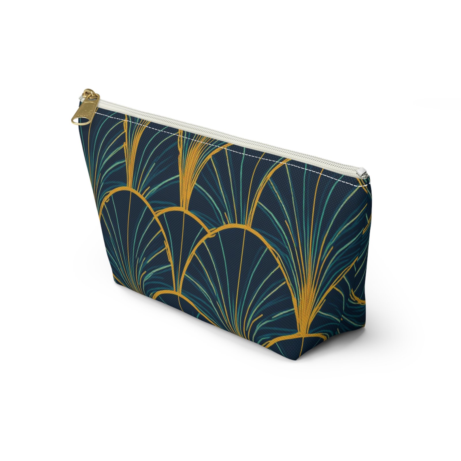Patina Blue Art Deco Pattern Accessory Pouch - Image 15