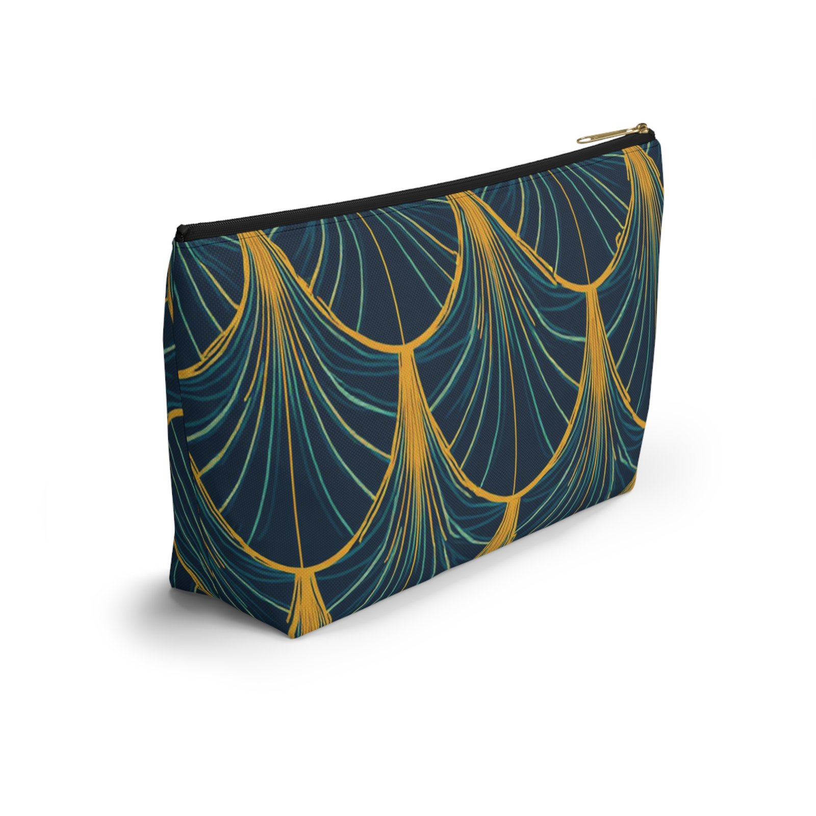 Patina Blue Art Deco Pattern Accessory Pouch - Image 4