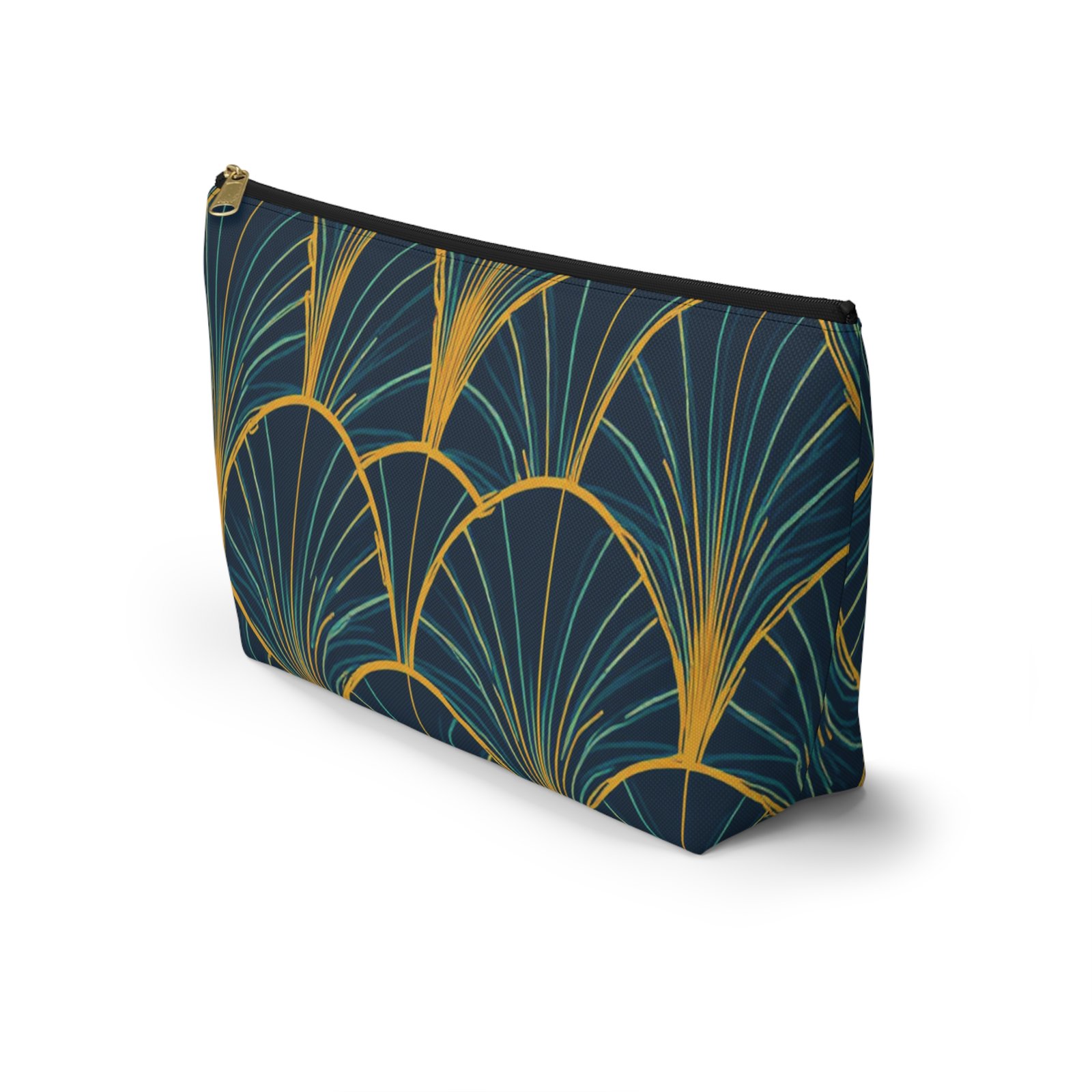 Patina Blue Art Deco Pattern Accessory Pouch - Image 3