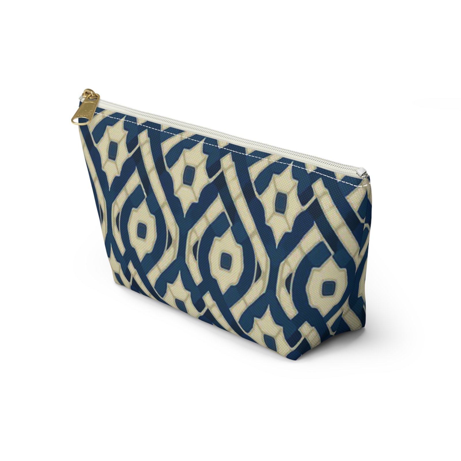 Patina Blue Geometric Accessory Pouch - Image 15