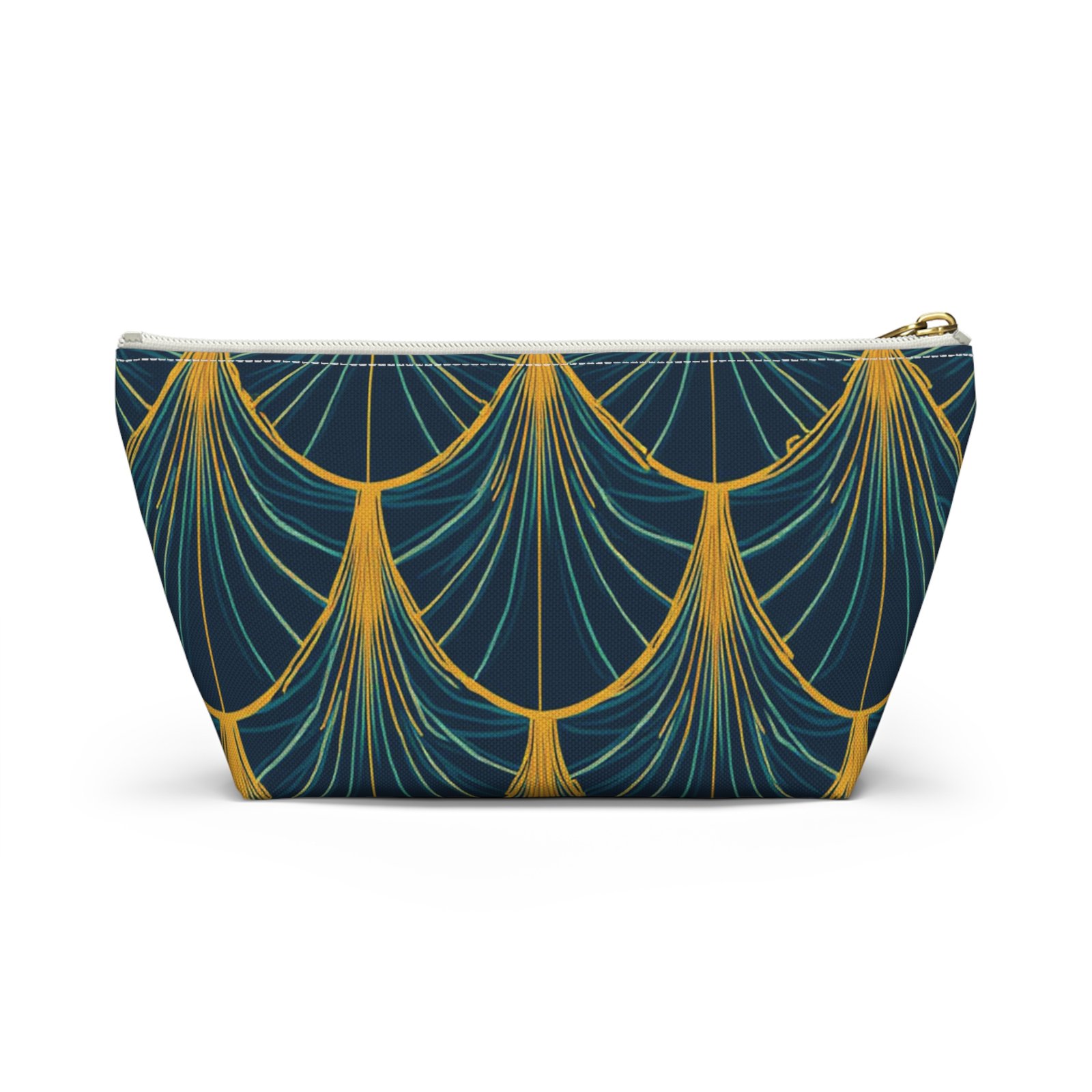 Patina Blue Art Deco Pattern Accessory Pouch - Image 14