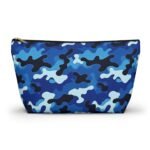 Patina Blue Camo Pattern Accessory Pouch T-bottom Makeup Bag