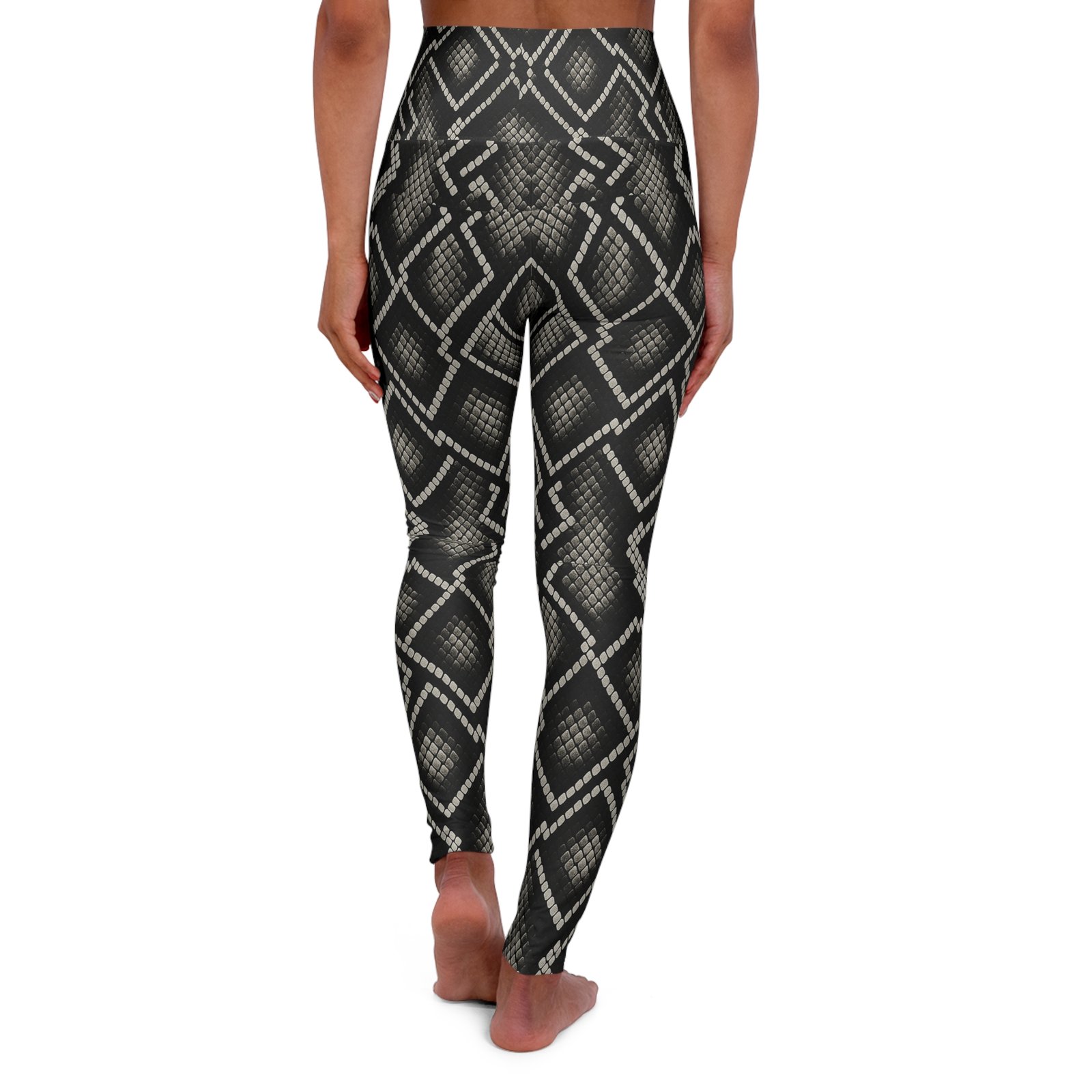 Black Snake Skin Pattern High Waisted Leggings | Athletic Yoga Leggings - Image 2