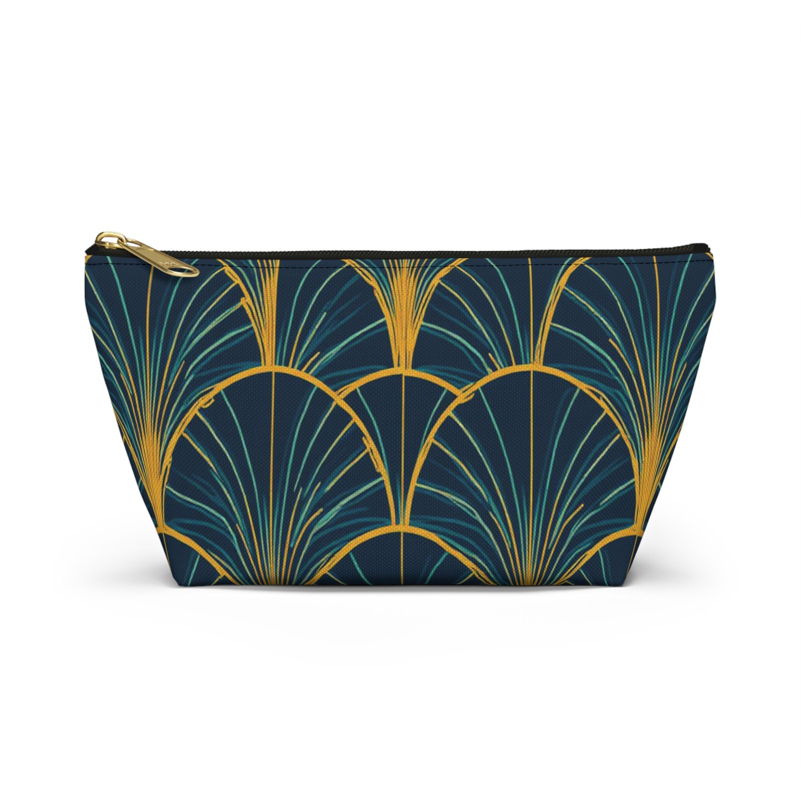 Patina Blue Art Deco Pattern Accessory Pouch - Image 9