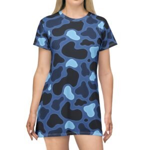 Patina Blue Army Pattern T-Shirt Dress | All-Over Print
