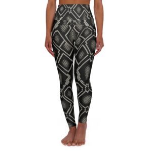 Black Snake Skin Pattern High Waisted Leggings | Athletic Yoga Leggings