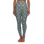 Patina Blue Diamond Pattern High Waisted Yoga Leggings