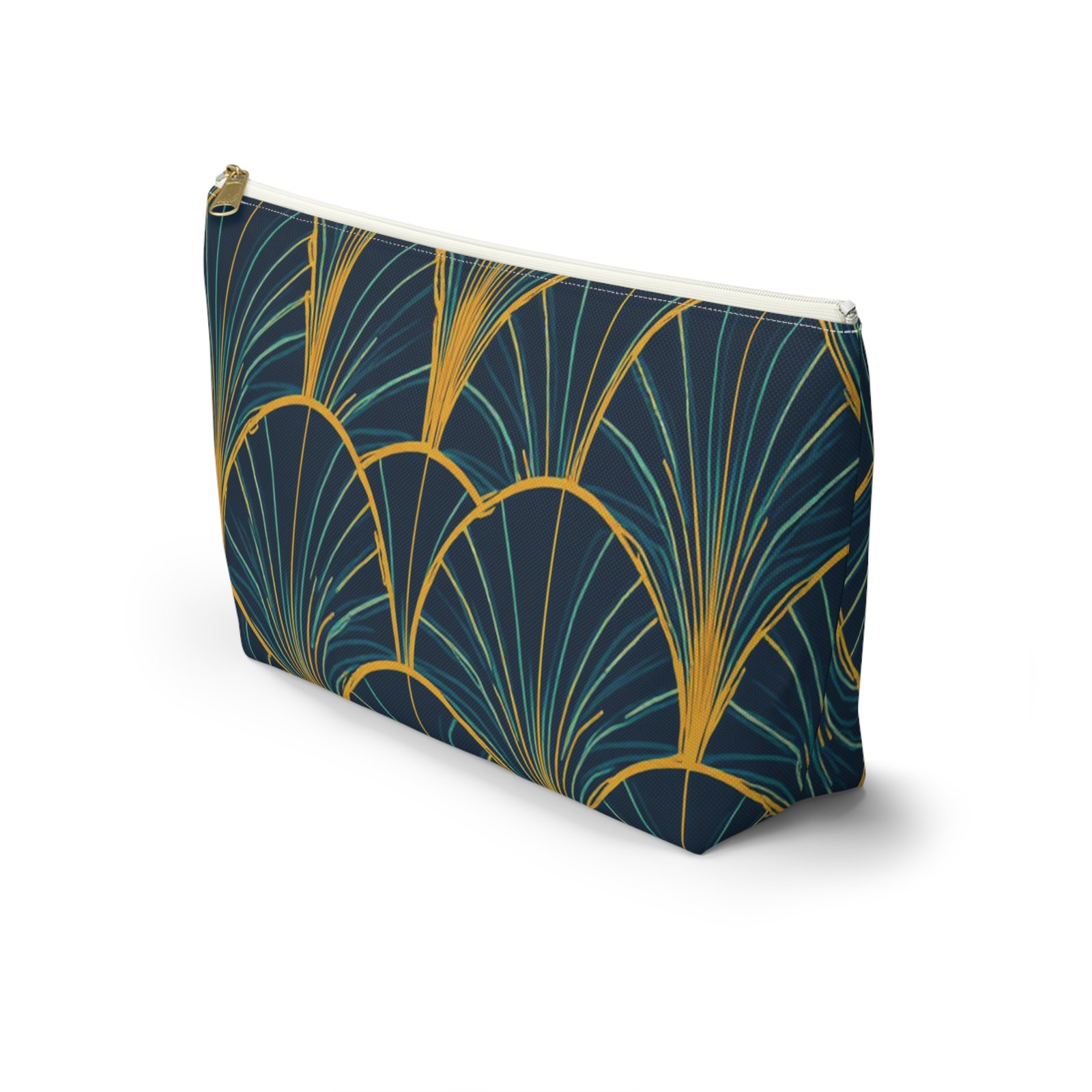 Patina Blue Art Deco Pattern Accessory Pouch - Image 7