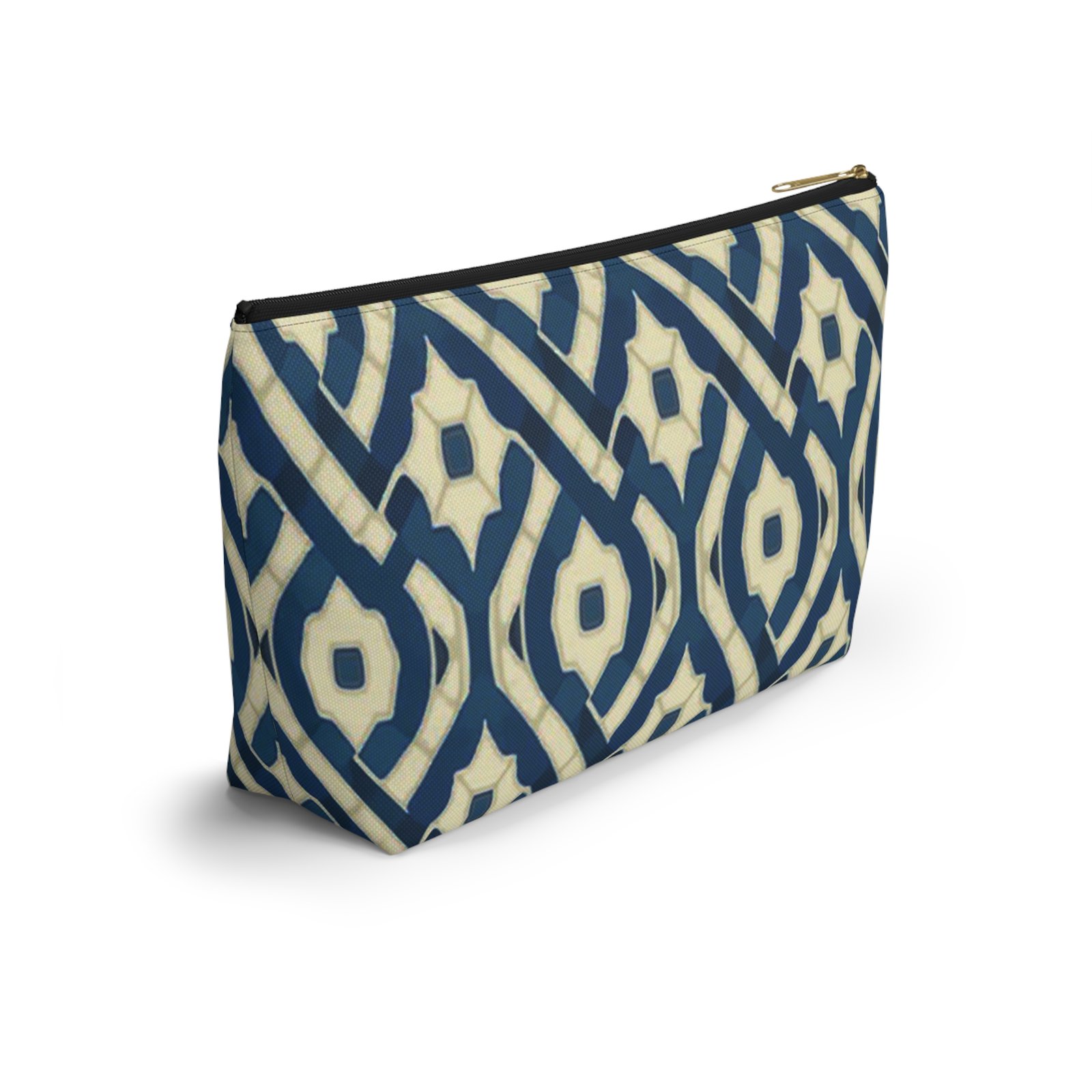 Patina Blue Geometric Accessory Pouch - Image 4