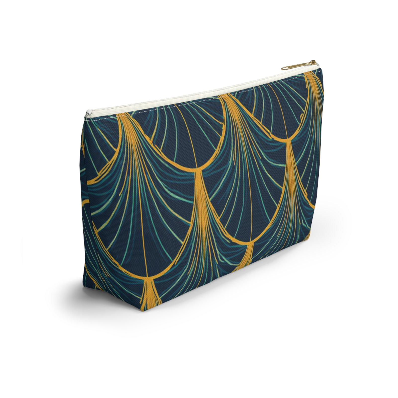Patina Blue Art Deco Pattern Accessory Pouch - Image 8