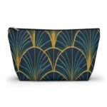 Patina Blue Art Deco Pattern Accessory Pouch