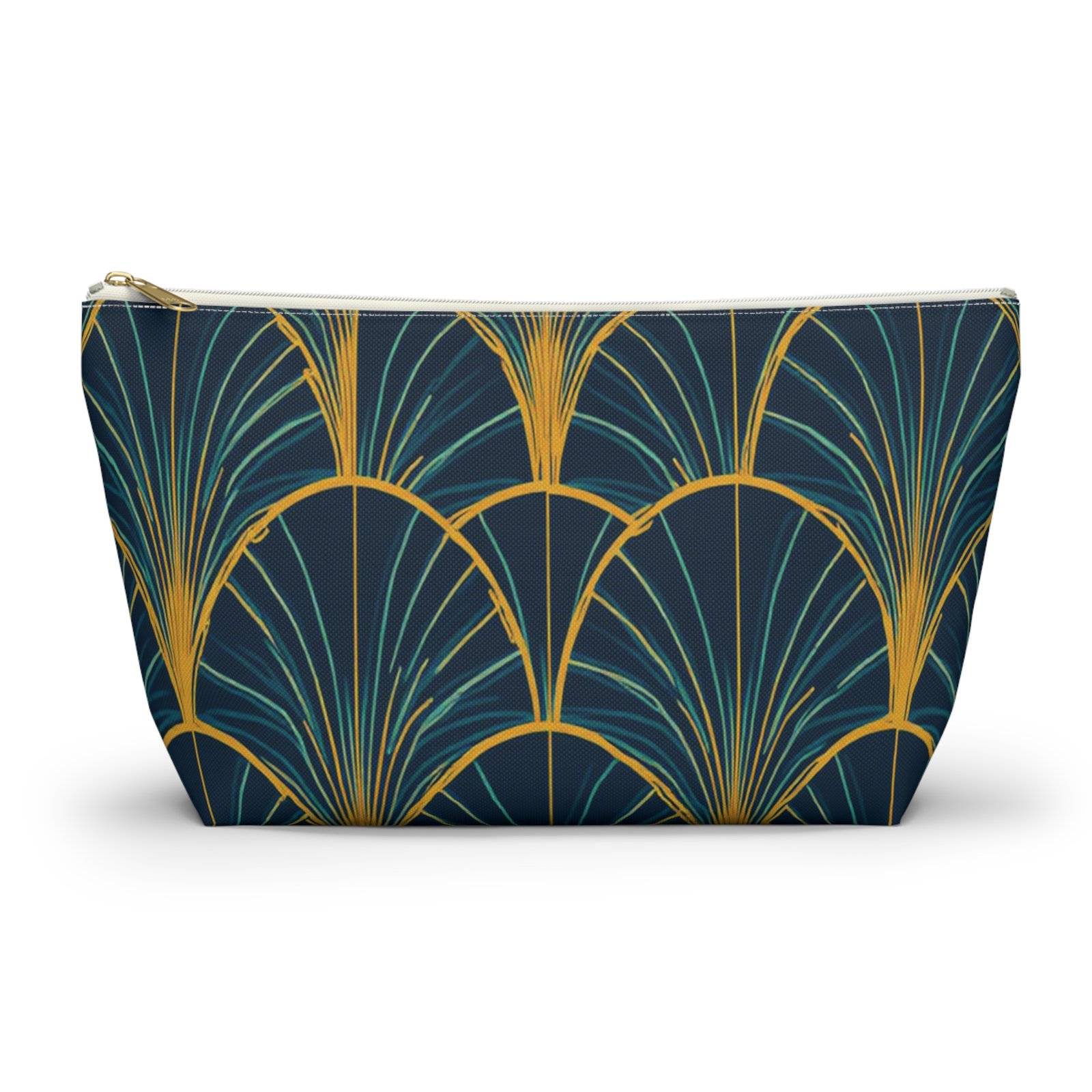 Patina Blue Art Deco Pattern Accessory Pouch - Image 5