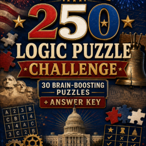 America 250 Logic Puzzle Book | Patriotic Brain Games | American History Activity | Adult Puzzle Challenge