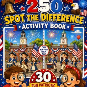 America 250 Spot The Difference Book | Patriotic Kids Activity | Fourth of July Puzzle Game | USA Celebration Book