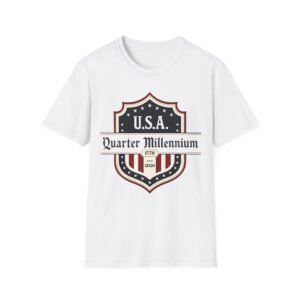 USA Quarter Millennium Shield T-Shirt  Patriotic 1776_2026 Design