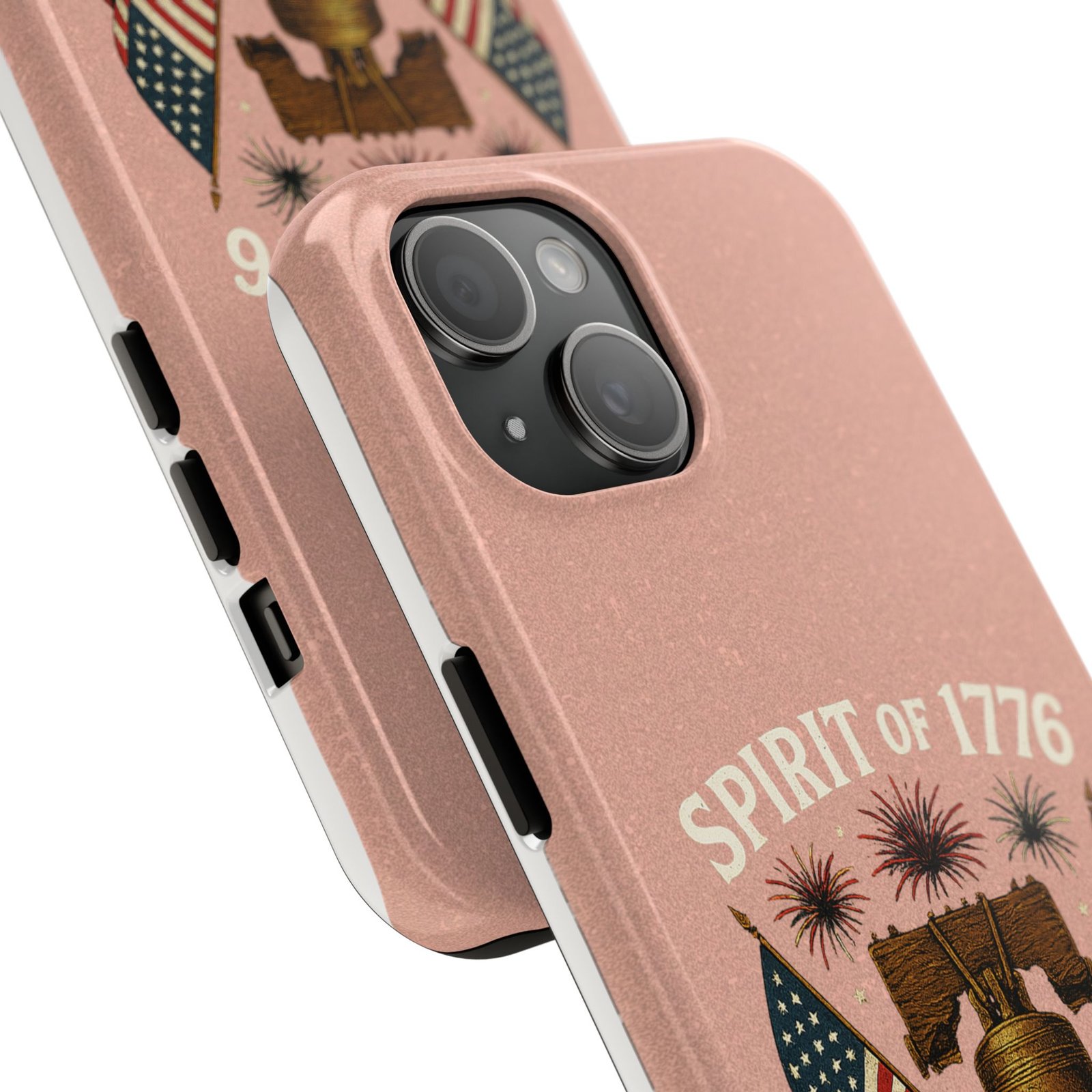 Peach Glitter iPhone 14-15-16-17 Spirit of 1776 Tough Phone Case | Liberty Bell, American Flags, 1776-2026 - Image 10