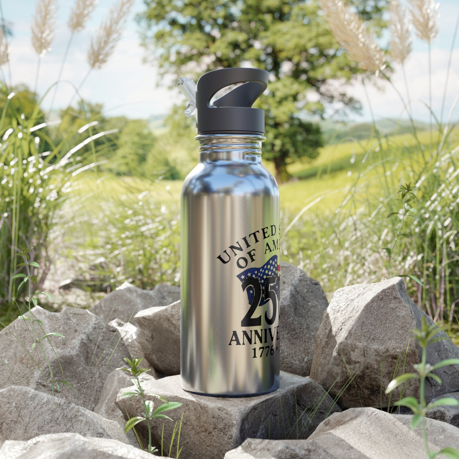 250th Anniversary USA Flag Eagle water bottle | Stainless Steel Straw Bottle
