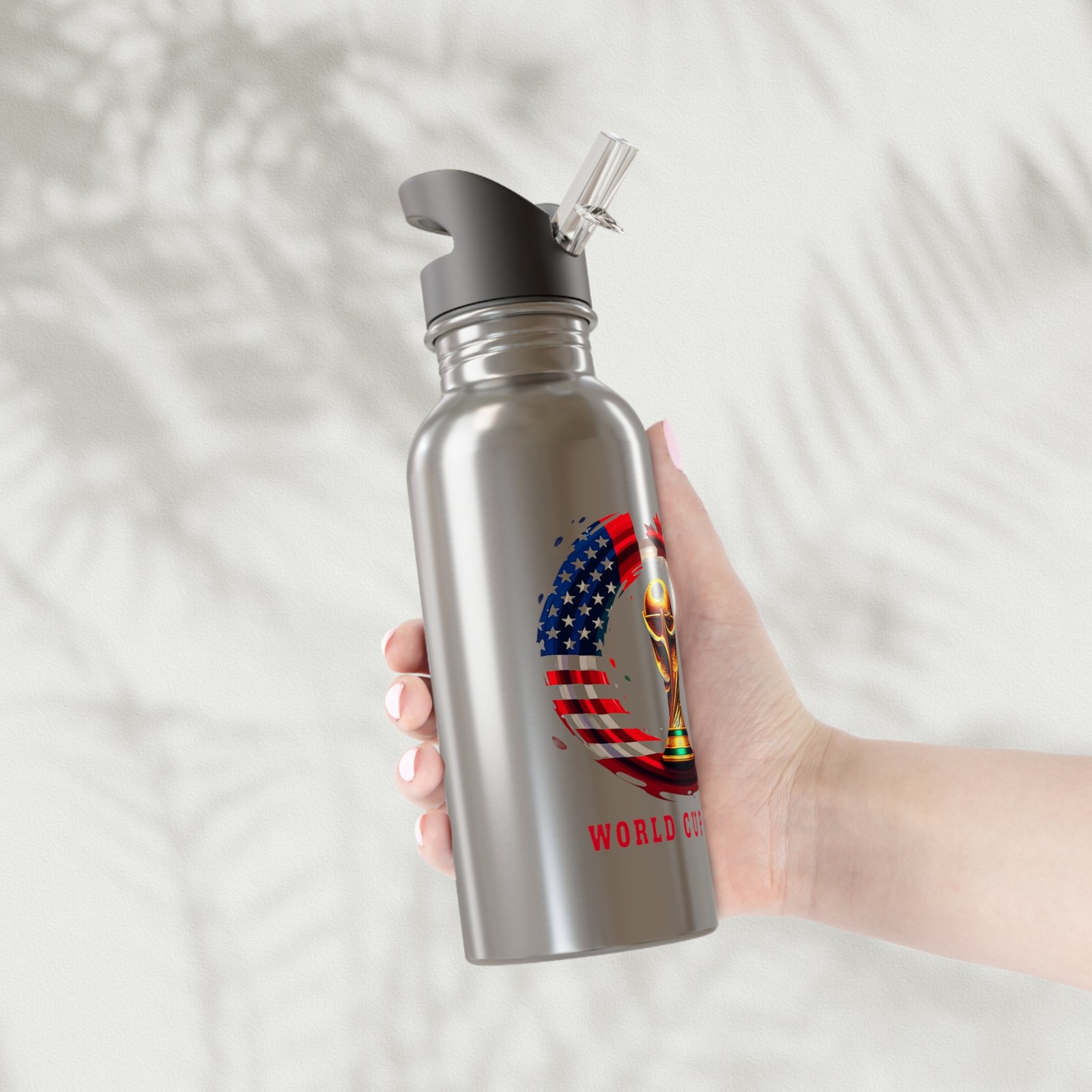 World Cup Trophy with Flags Water Bottle | Stainless Steel Straw Bottle - Image 8