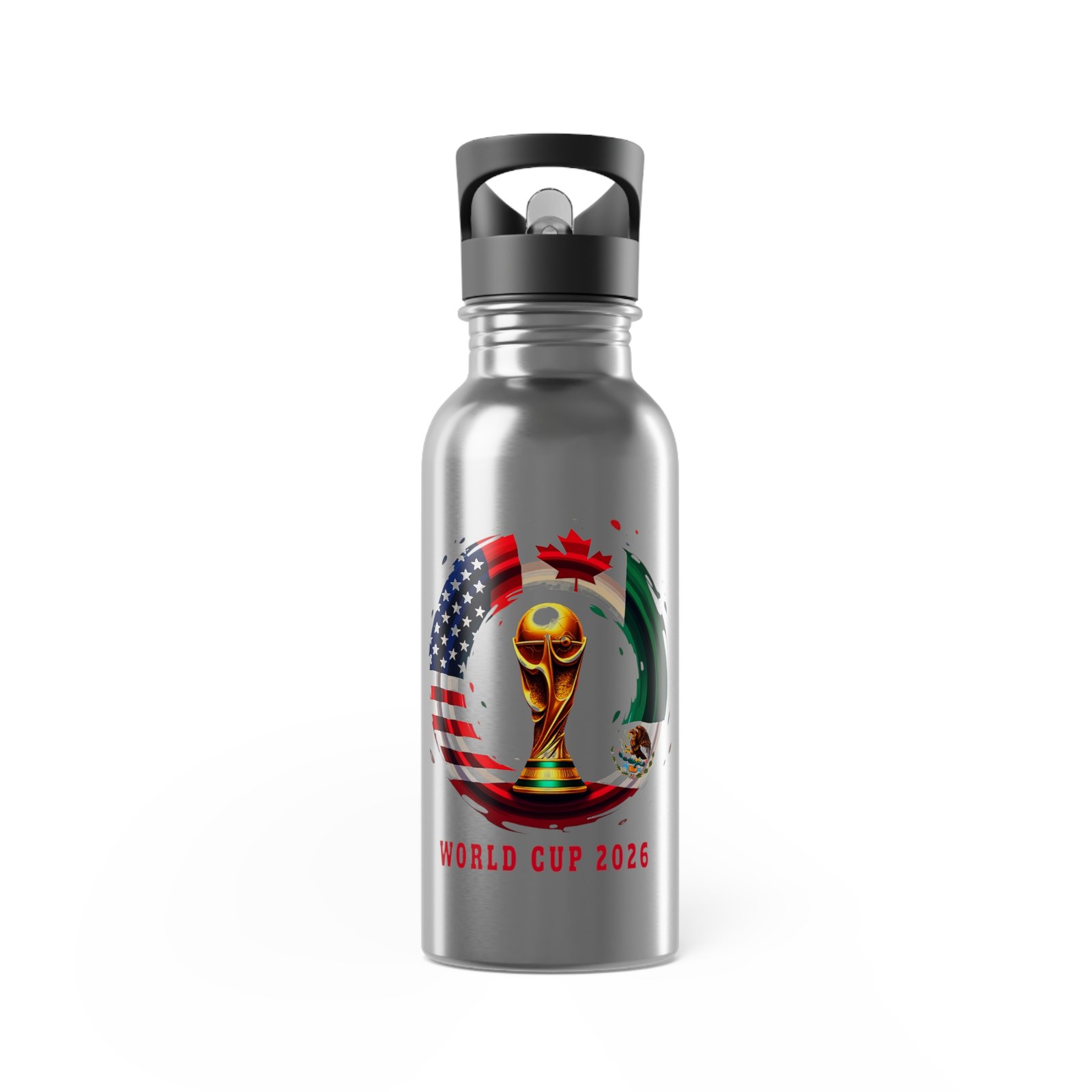 World Cup Trophy with Flags Water Bottle | Stainless Steel Straw Bottle - Image 2